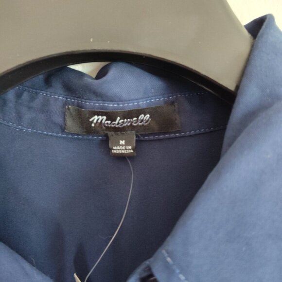 Ladies SZ M Madewell Midnight Blue Long-Sleeve Button-Up - Picture 3 of 3